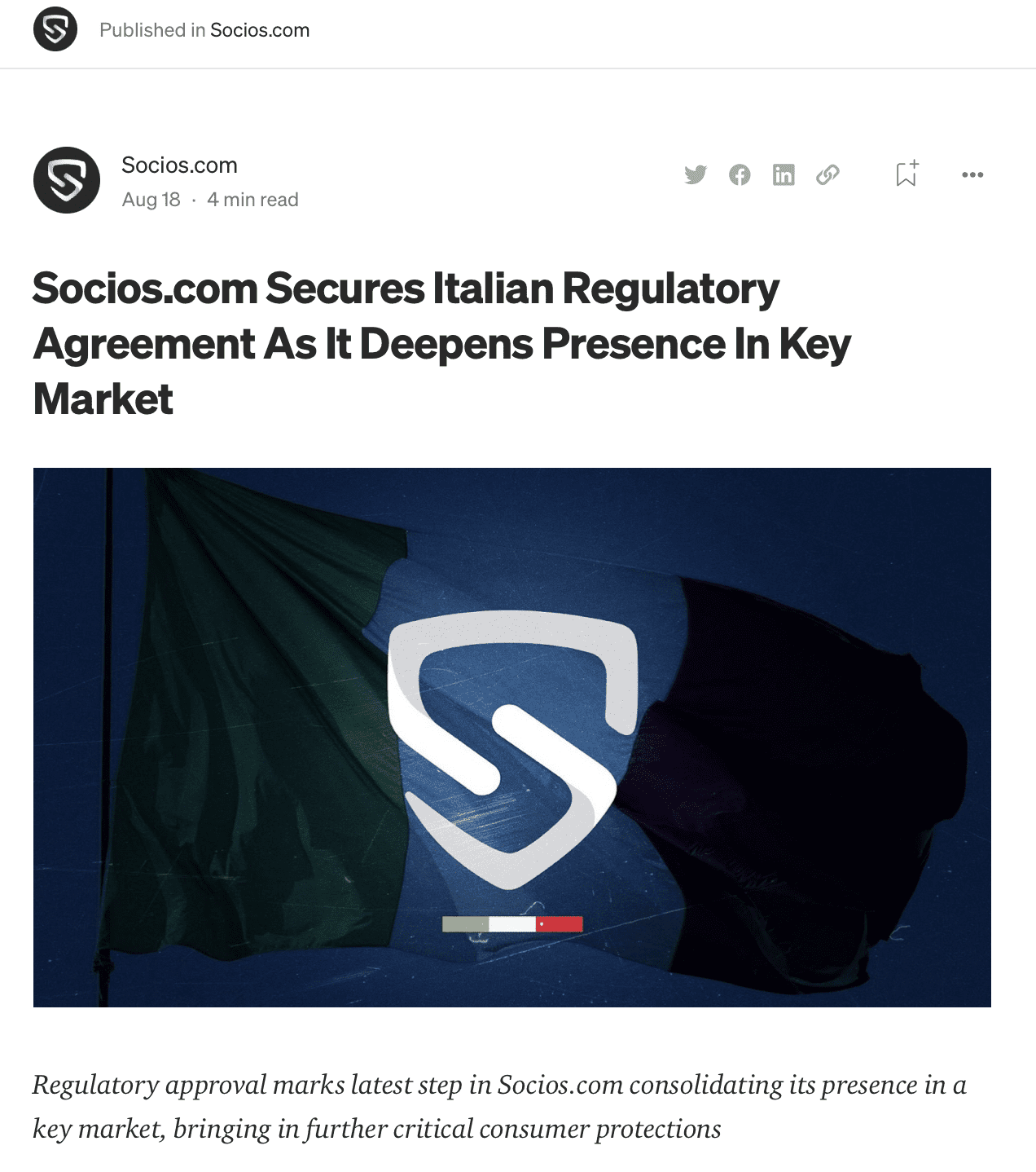 Socios được pháp luật chấp nhận tại Ý